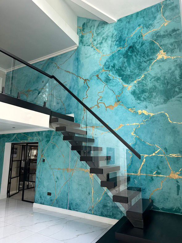 Completed Venetian plaster finish, project 11